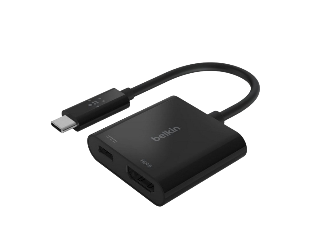 Belkin Avc002btbk Adaptador usbc hdmi admite vídeo uhd 4k corriente por passthrough hasta 60 w para dispositivos conectados macbook pro cargador negro 60w