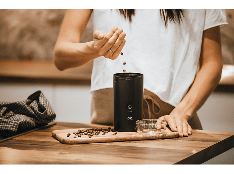 OK. OGC 1821 B Kaffeemühle Schwarz 180 Watt, Schlagmahlwerk