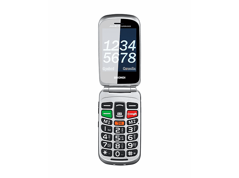 Brondi Amico Unico, Telefono cellulare GSM per anziani con tasti grandi,  tasto SOS e funzione da remoto, dual SIM, volume alto, Nero : :  Altro