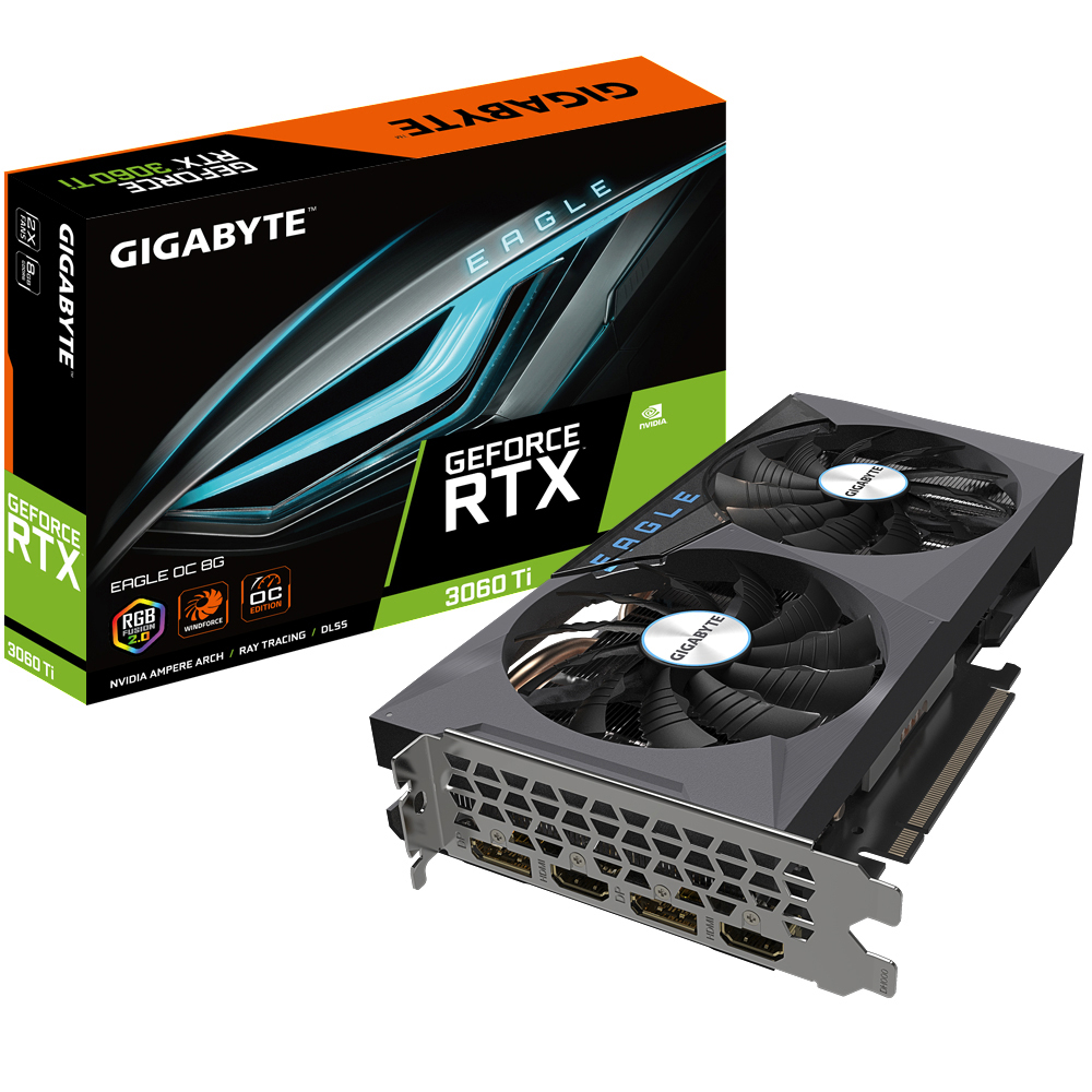 GIGABYTE GeForce RTX™ 3060 Ti Eagle OC 8GB LHR (GV-N306TEAGLE OC-8GD 2.0) (NVIDIA, Grafikkarte)