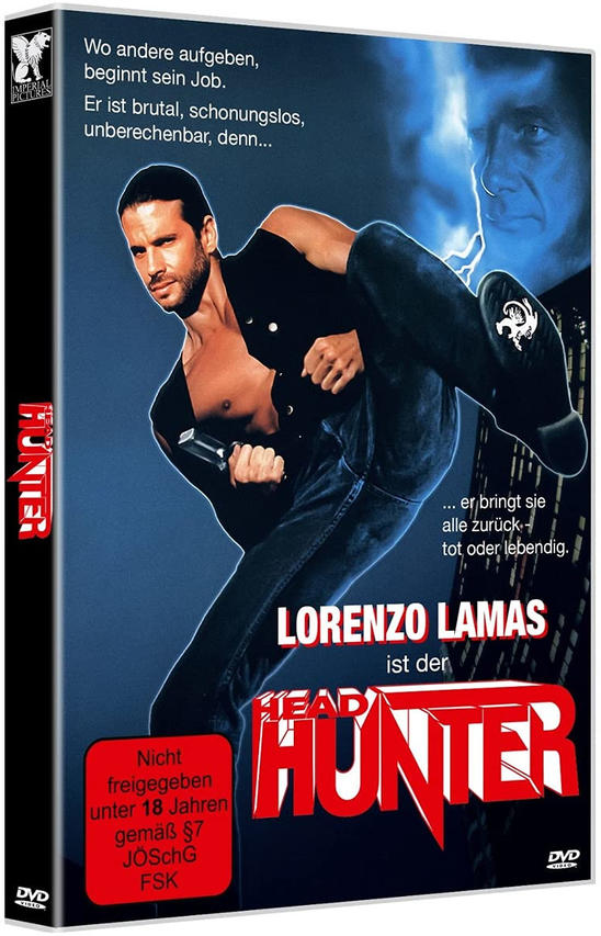 DVD-Cover von Hunter, mit Lorenzo Lamas in Action-Pose. Text auf Deutsch.