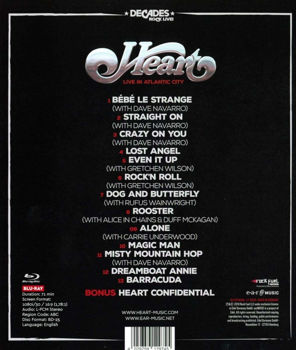 Rückseite eines Heart-Albumcovers mit Trackliste.