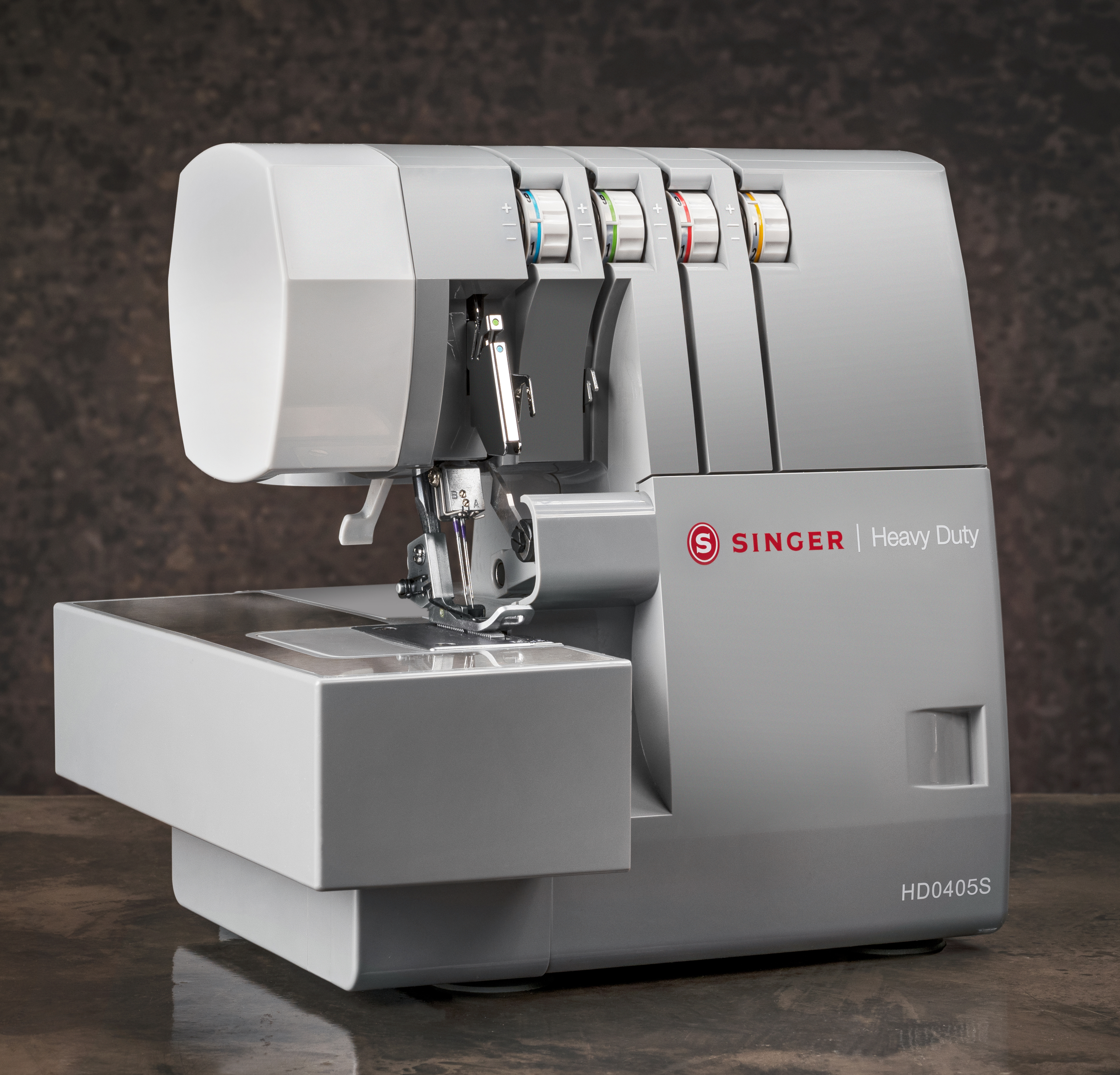 SINGER Overlock HD050S Nähmaschine (110 Watt, Freiarmnähen, Grau)