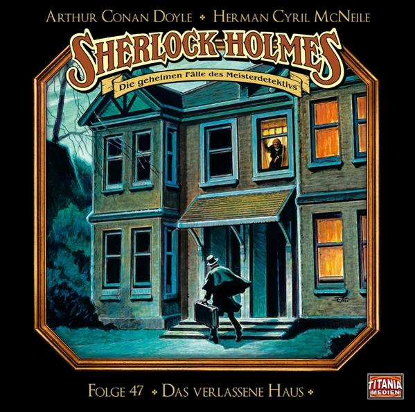 Buchcover für eine Sherlock Holmes Geschichte, mit einer Hausillustration.