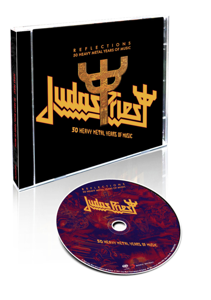 Judas Priest Albumcover und CD. Schwarzes Cover mit goldenem Logo und Text.