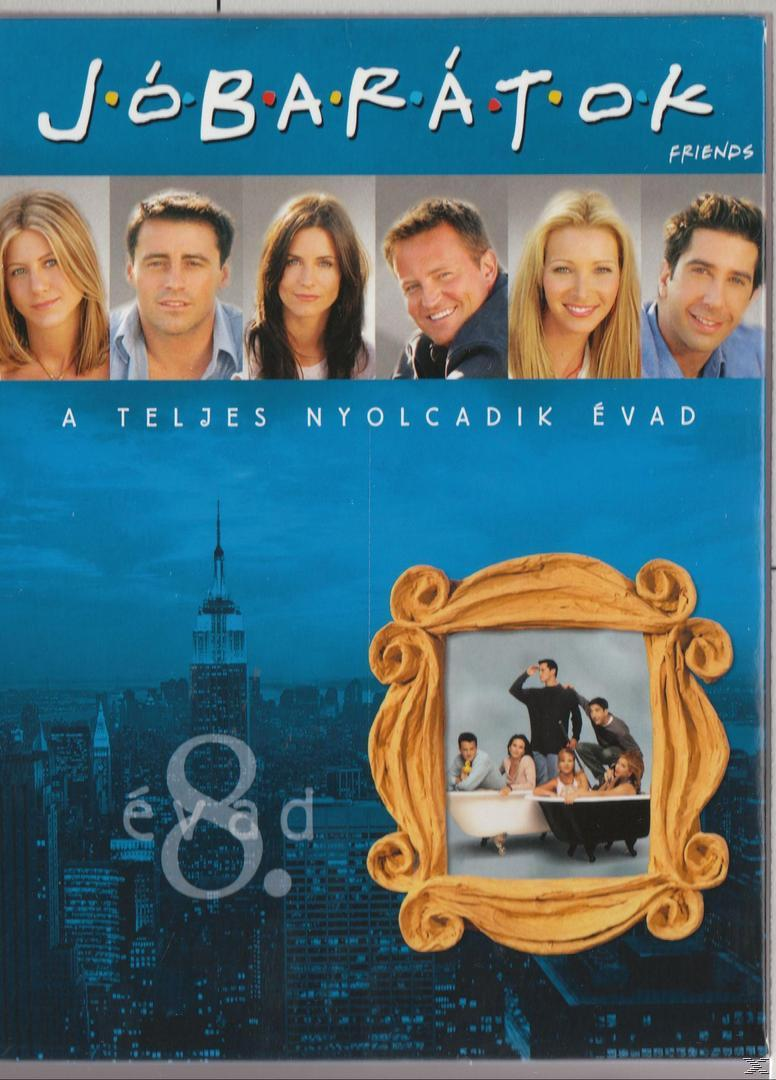 A Jóbarátok DVD borítója, a szereplőkkel és a New York-i látképpel.