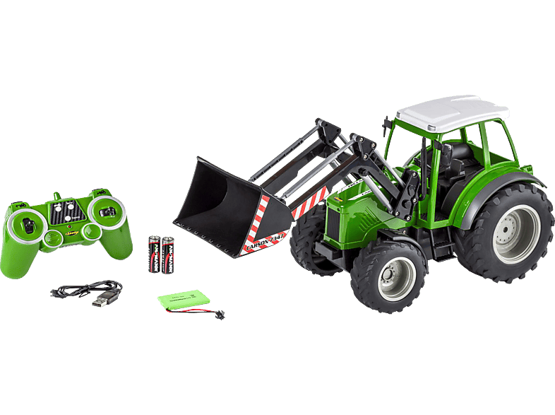 CARSON 1:16 RC Traktor m. Frontlader 2.4G 100% ferngesteuertes Spielfahrzeug, Grün