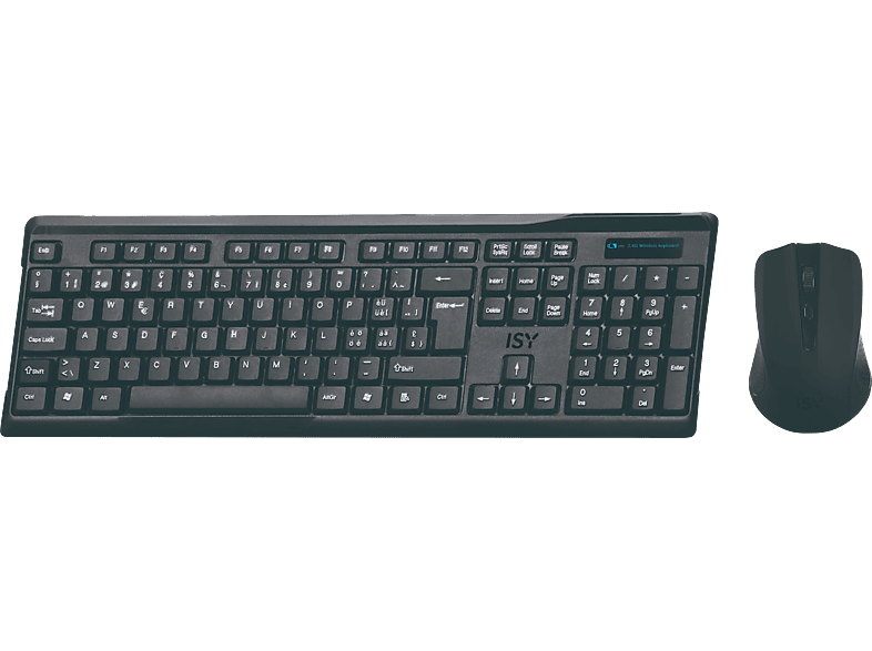 ISY IDE-2500-CH, Tastatur + Maus, Kabellos, Schwarz