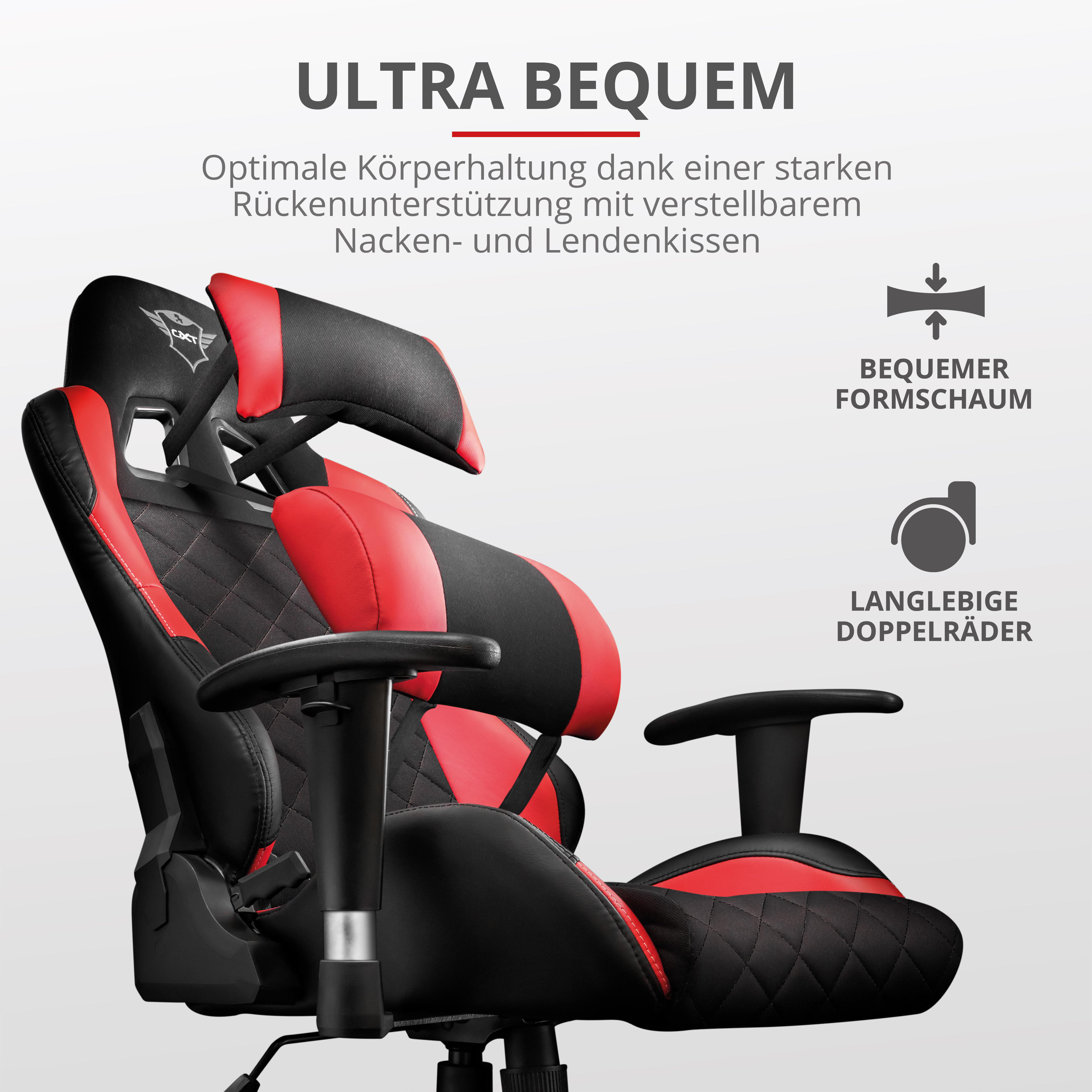 TRUST GXT 707R Resto Gaming Stuhl, Schwarz/Rot