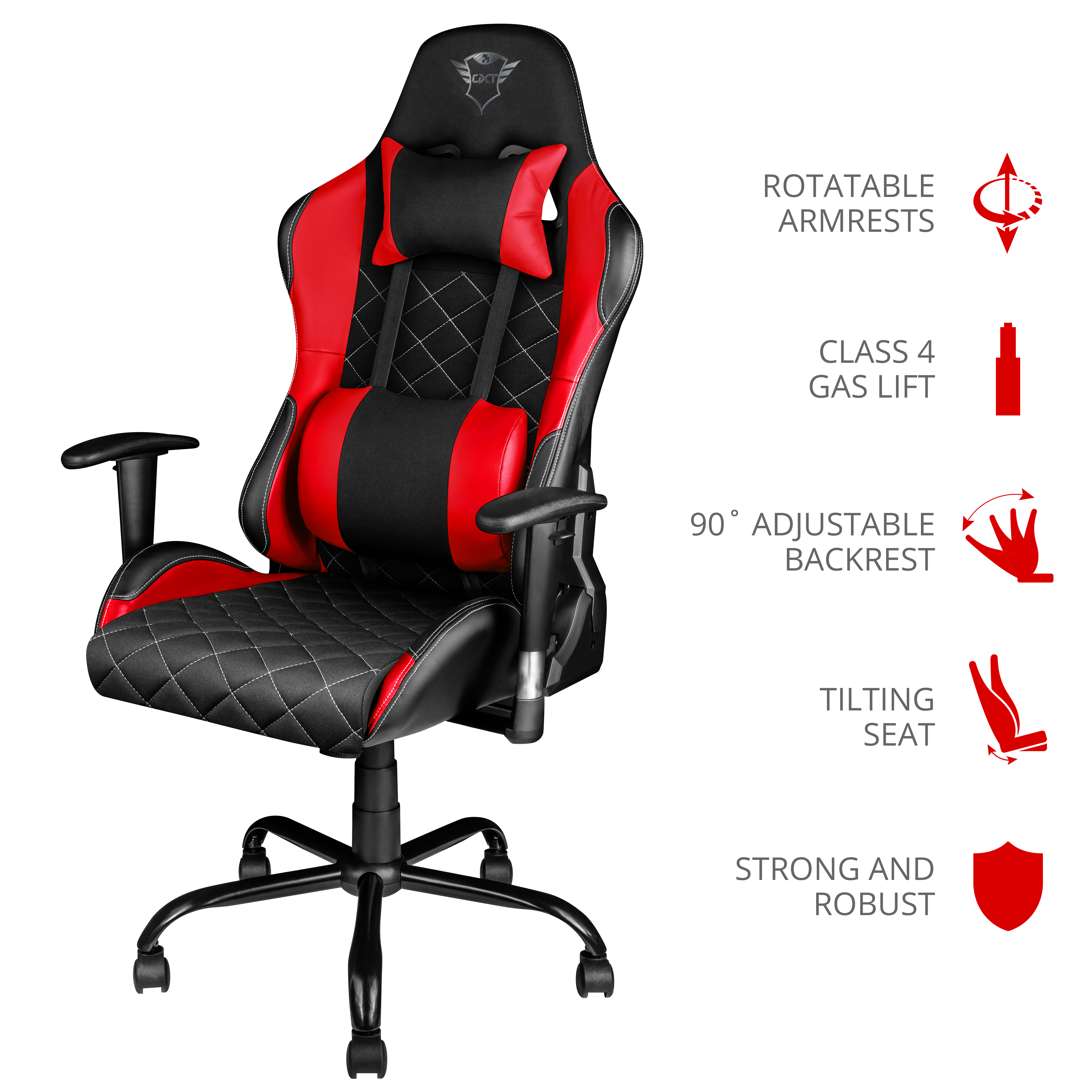 TRUST GXT 707R Resto Gaming Stuhl, Schwarz/Rot