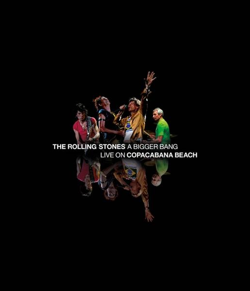 A Rolling Stones élőben a Copacabana strandon. A zenekar tagjai és tükörképük.
