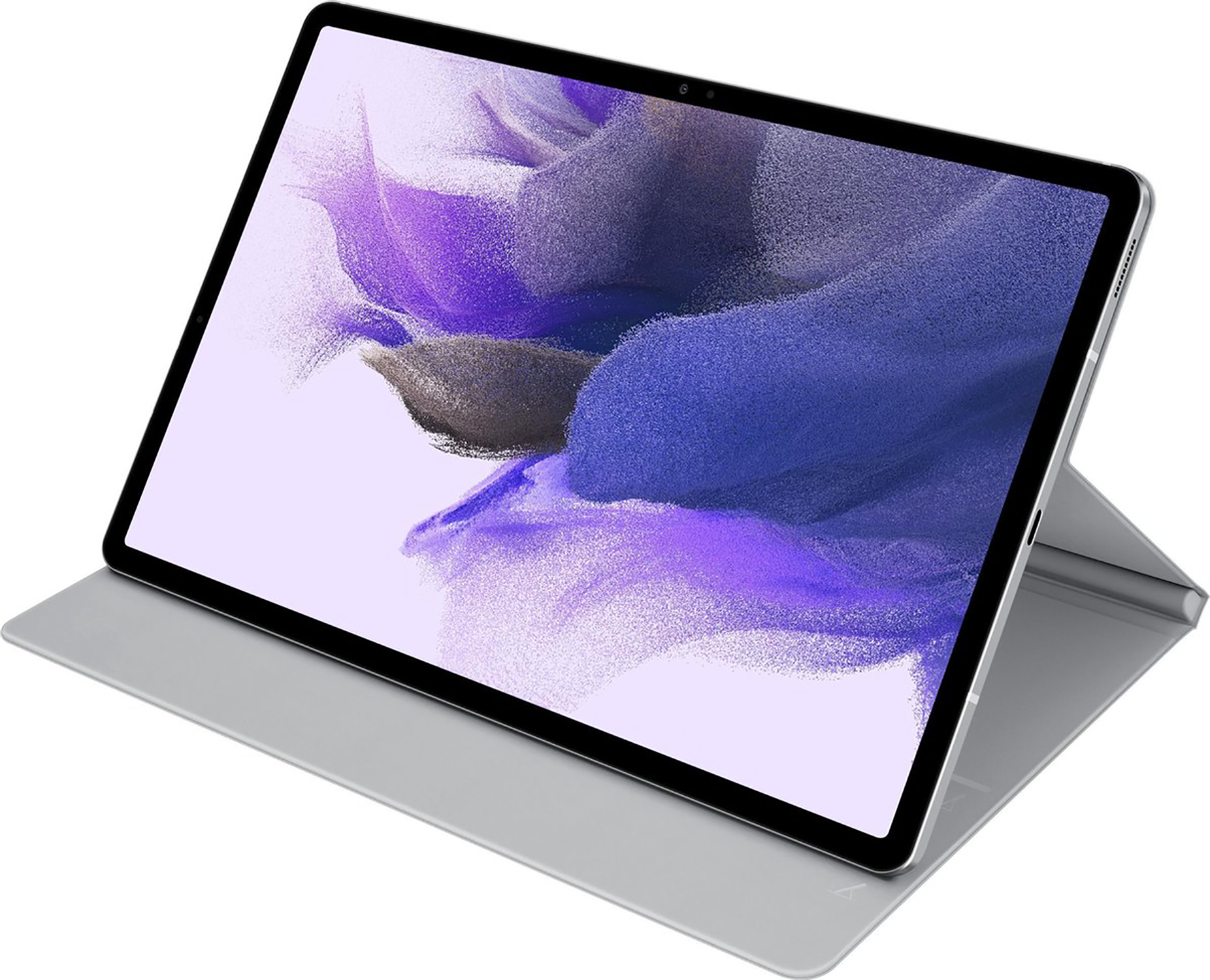 Tablet with cover, on a light surface.