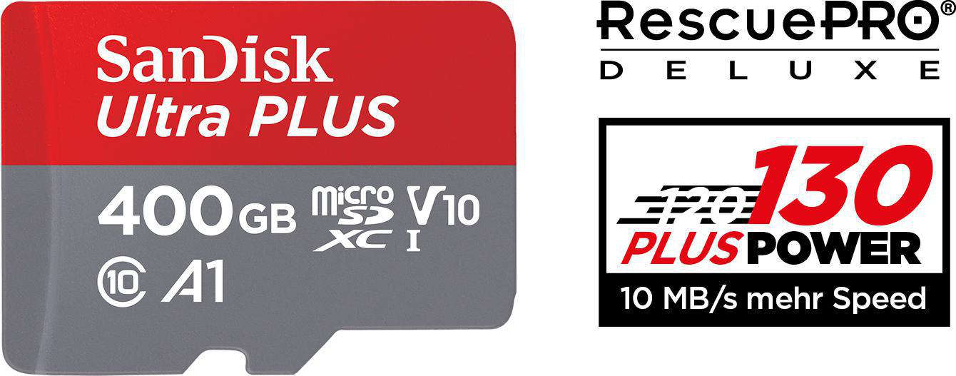 SANDISK Ultra PLUS, Micro-SDXC Speicherkarte, 400 GB, 130 MB/s