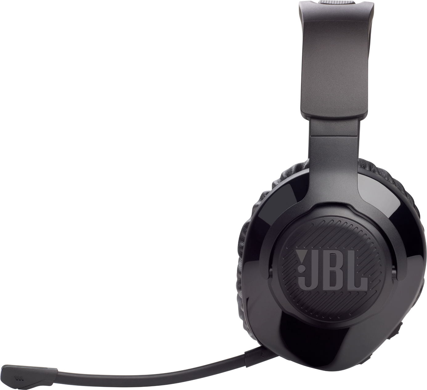 Schwarze JBL-Kopfhörer mit Mikrofon. Die Kopfhörer haben einen gebogenen Kopfbügel.