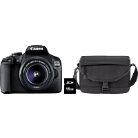 CANON EOS 2000D Spiegelreflexkamera mit EF-S 18-55mm 3.5-5.6 III, Tasche SB130 und 16GB Speicherkarte