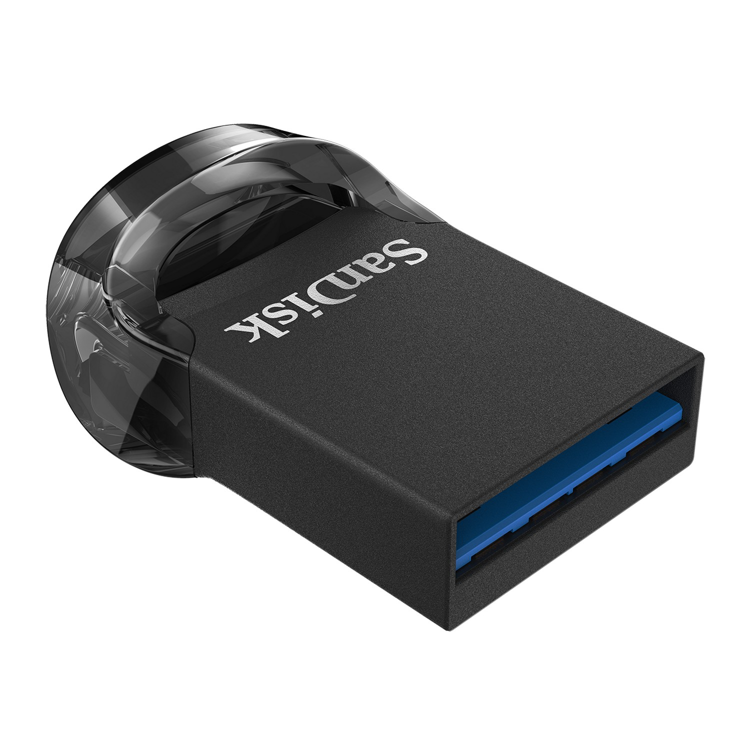 Memoria USB negra y azul. Logotipo de SanDisk.