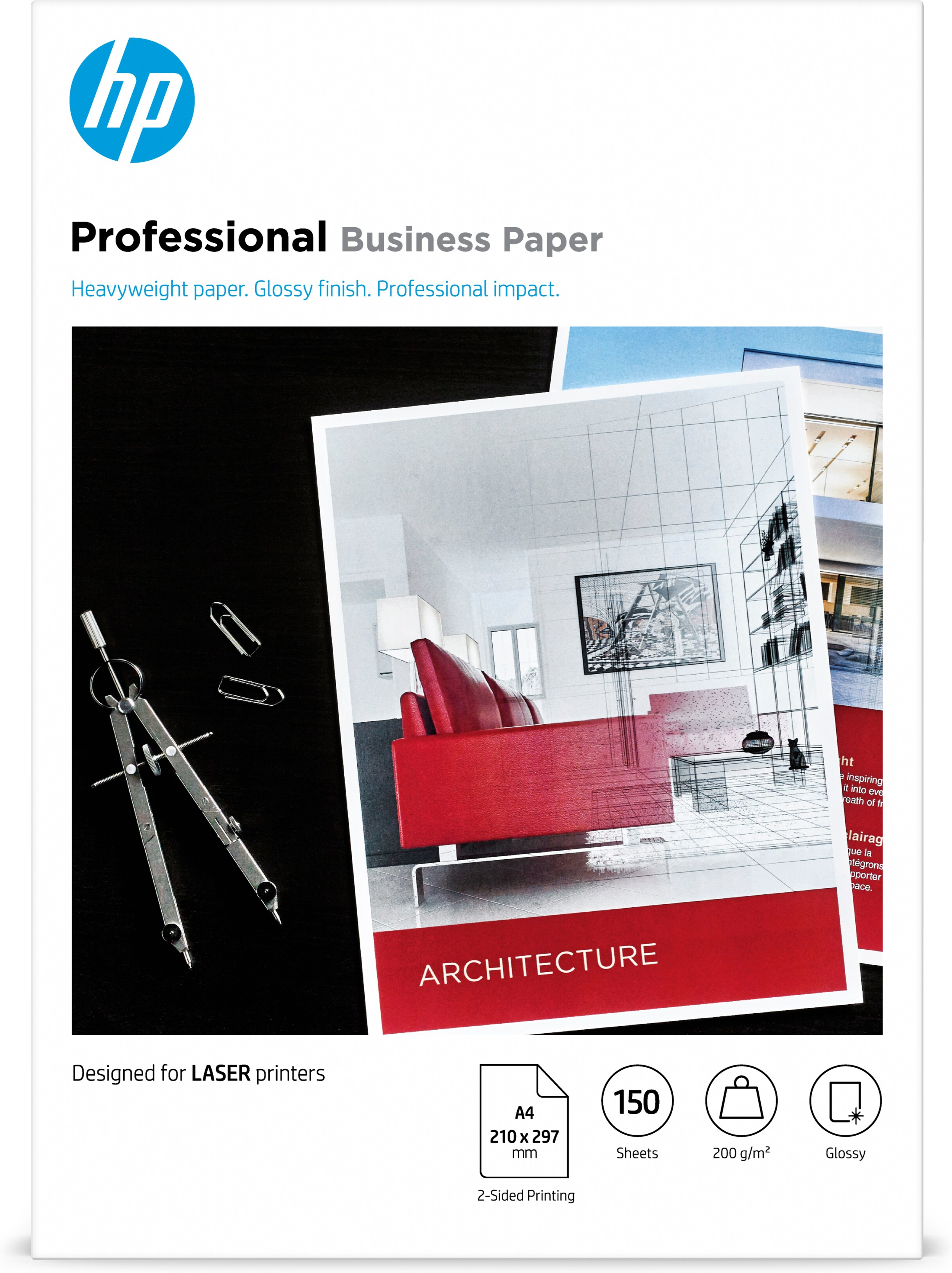 HP 7MV83A Druckerpapier A4 1 Pack mit 150 Blätter