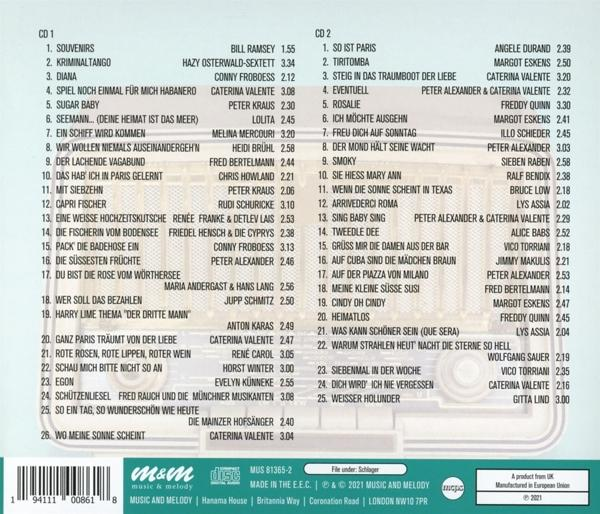 CD-Cover mit Titellisten und Künstlernamen, mit einer Retro-Radio-Grafik.