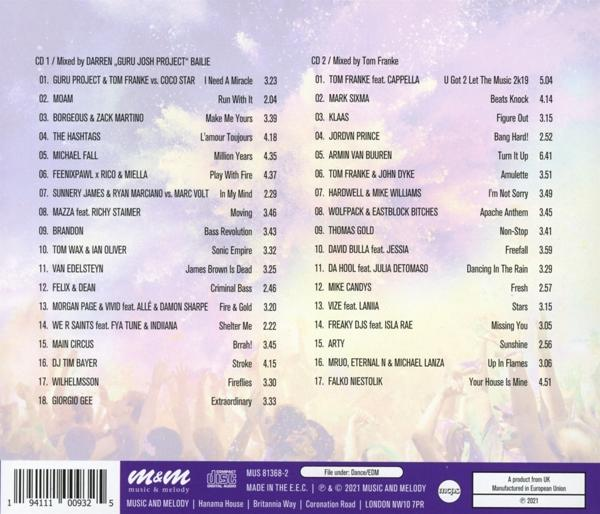 CD-Cover mit lila Hintergrund, Auflistung von Songtiteln und Künstlernamen.