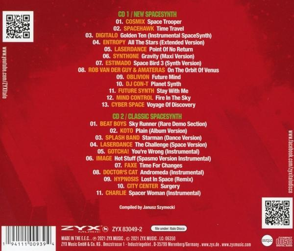 CD-Cover mit Titellisten und Künstlerinformationen auf rotem und weißem Hintergrund.