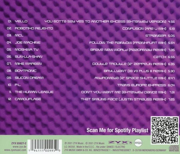 Albumcover mit Trackliste. Lila Hintergrund mit weißem Text.