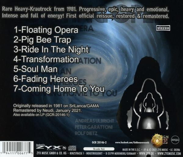 Albumcover einer CD mit Titelliste und dunklem, abstraktem Hintergrund.