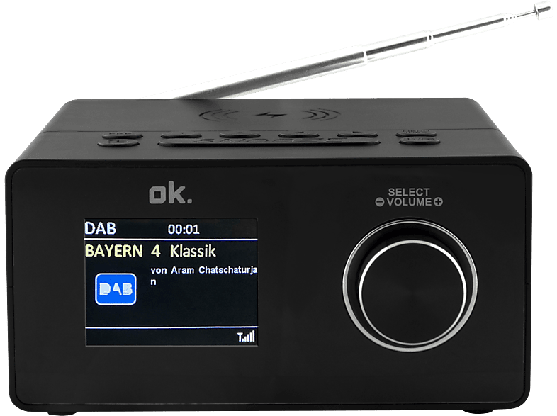 OK. Wekkerradio Dab+ Qi Zwart (ocr 530-b)