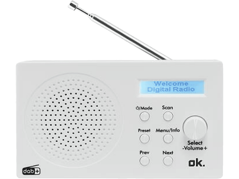 Ok Radio Portable Bluetooth Dab+ Blanc (ord 101 Bt-wt-1)