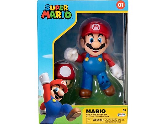 JAKKS PACIFIC Super Mario : Mario avec Super champignon - Figure collective (Multicolore)