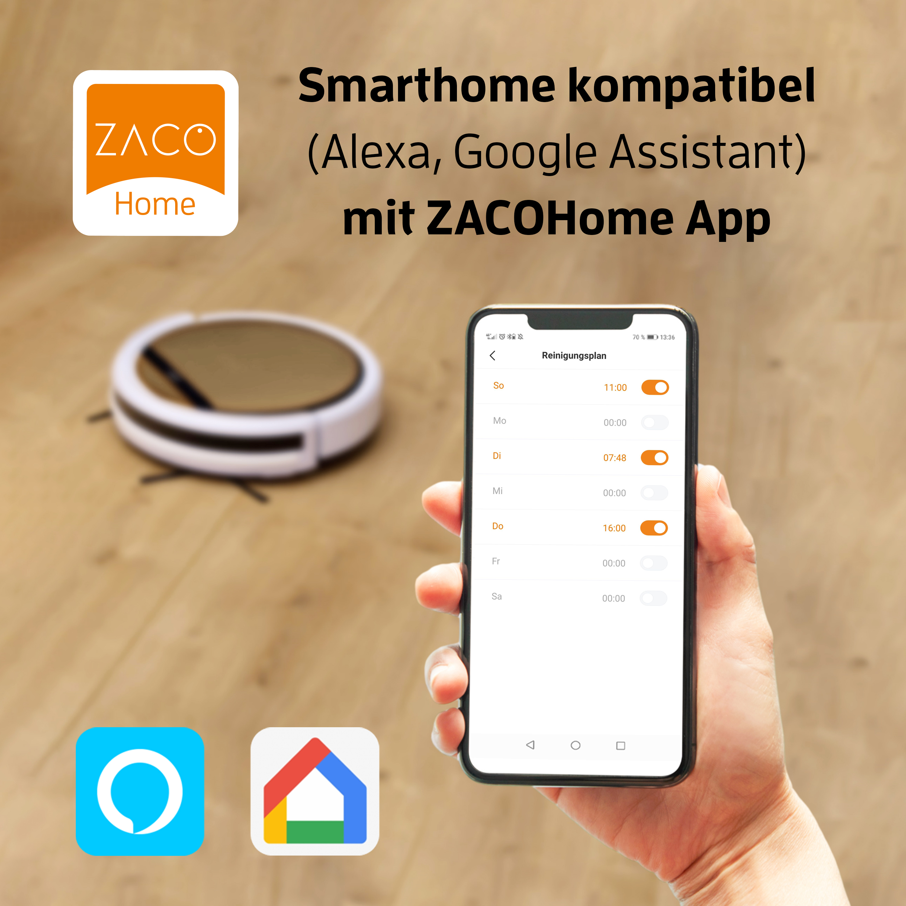 ZACO V5X Saug-/Wischroboter (Luxury Gold , Laufzeit: bis zu 120 min)