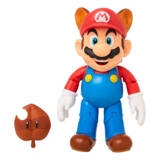 JAKKS PACIFIC Super Mario: Washbär-Mario mit Superblatt - Sammelfigur (Mehrfarbig)