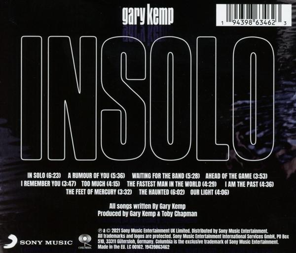 Die Rückseite der CD 'In Solo' von Gary Kemp mit Titelliste und Urheberrechtsangaben.
