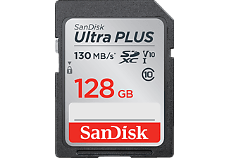 SANDISK Ultra® PLUS SDXC™ UHS-I, SDXC Speicherkarte, 128 GB, 130 MB/s