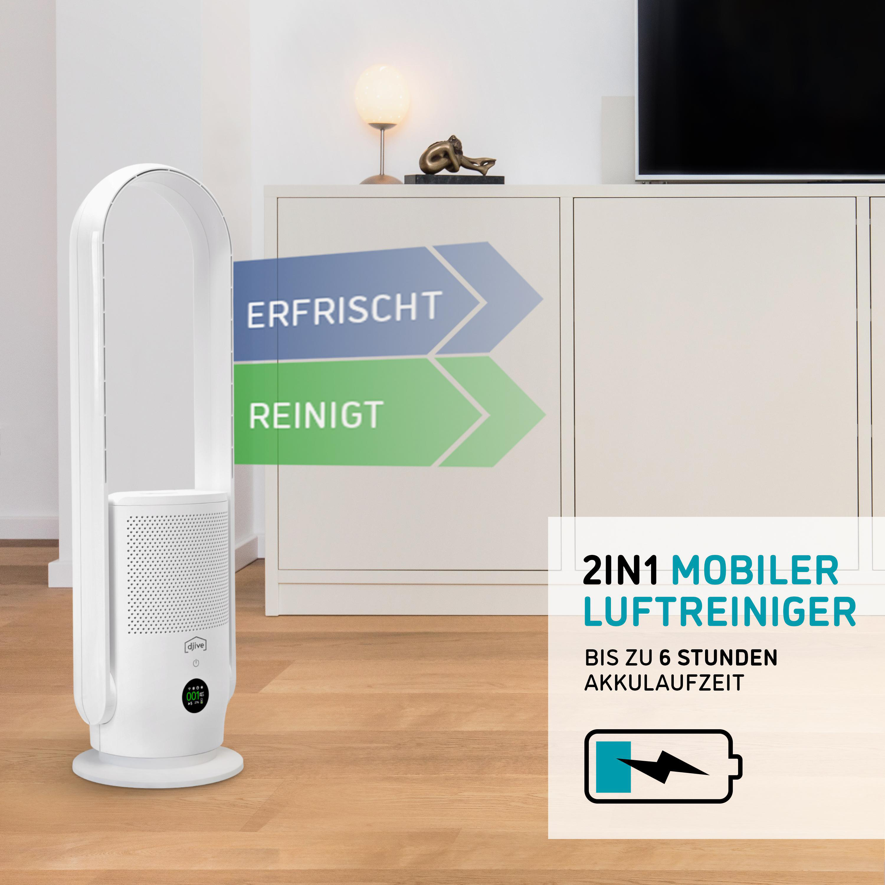 m², UV-C) Portable ARC Raumgröße: Clean DJIVE (35 Watt, 25 2in1 White DJ50024 Luftreiniger HEPA14,