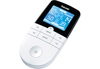 Electroestimulador - Beurer IEM-48, Digital, LCD, 3 Funciones básicas de EMS, TENS y de masaje, Blanco