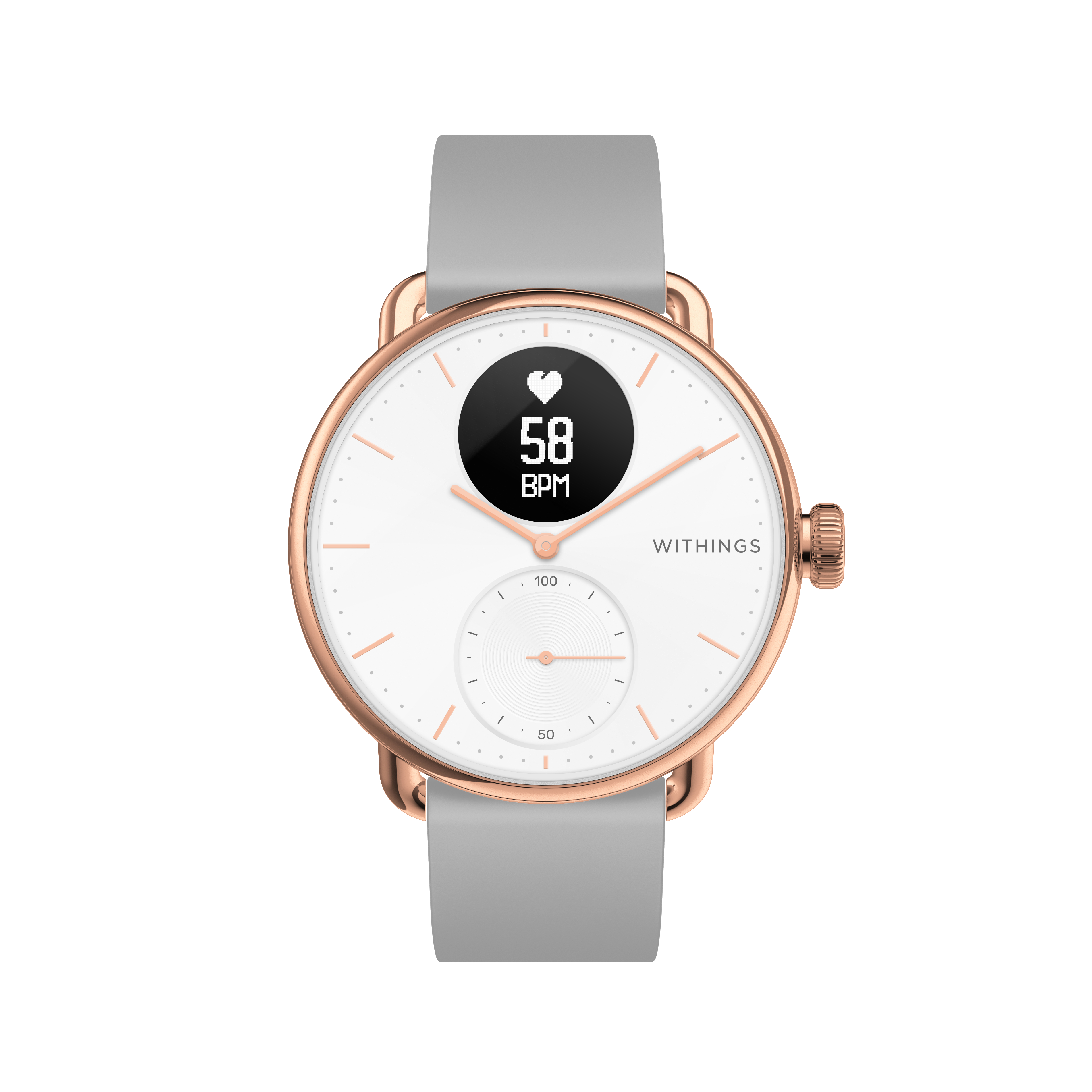 Edelstahl 210 mm, rose WITHINGS gold Smartwatch ScanWatch Elastomer,