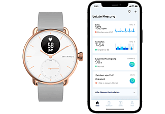 WITHINGS ScanWatch Smartwatch Edelstahl Elastomer, 210 mm, rose gold