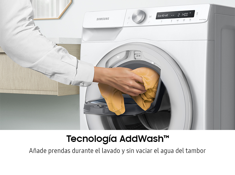 Lavadora carga frontal - Samsung WW10T554DTW/S3, 10,5 Kg, AddWash, 23 programas, EcoBubble,  Blanco