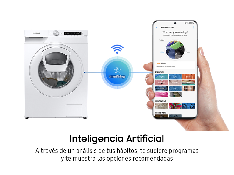 Lavadora carga frontal - Samsung WW10T554DTW/S3, 10,5 Kg, AddWash, 23 programas, EcoBubble,  Blanco