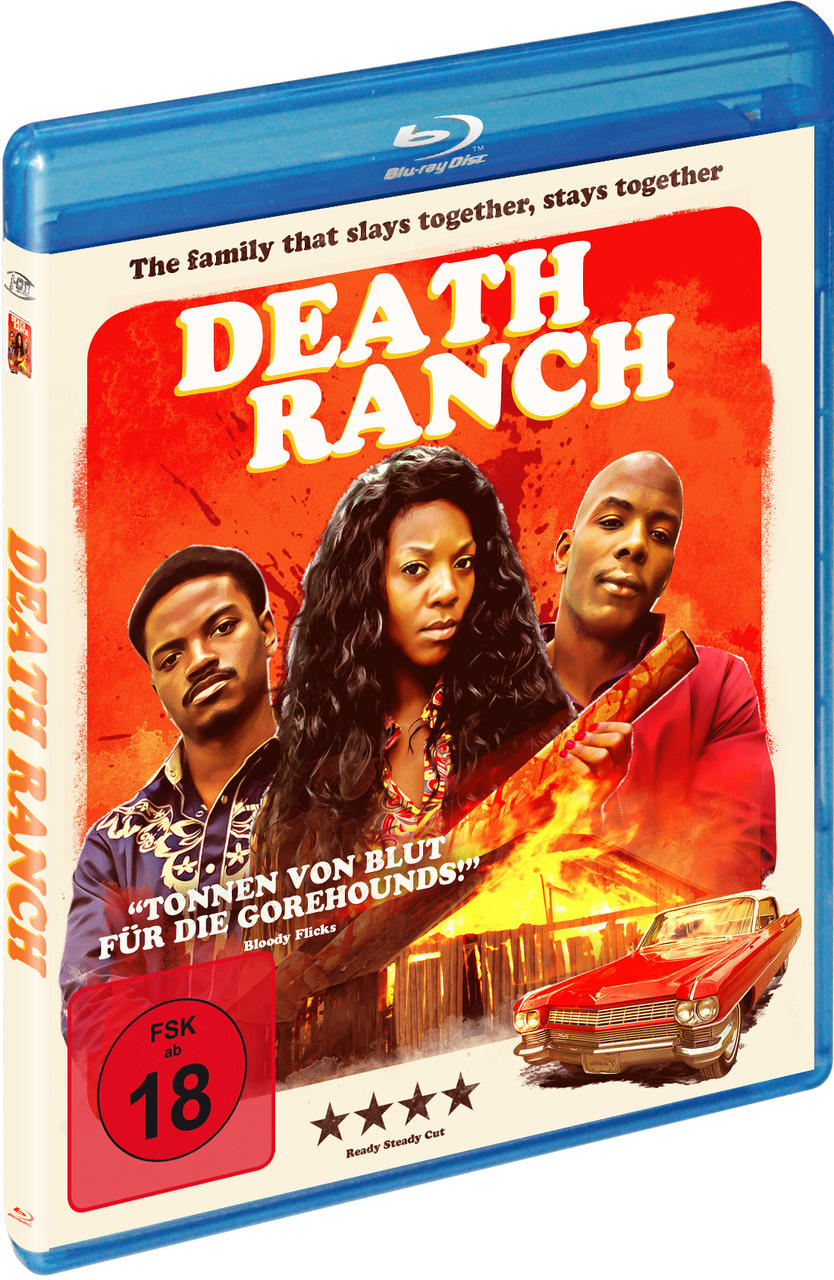 Death Ranch Blu-ray Cover mit drei Personen.