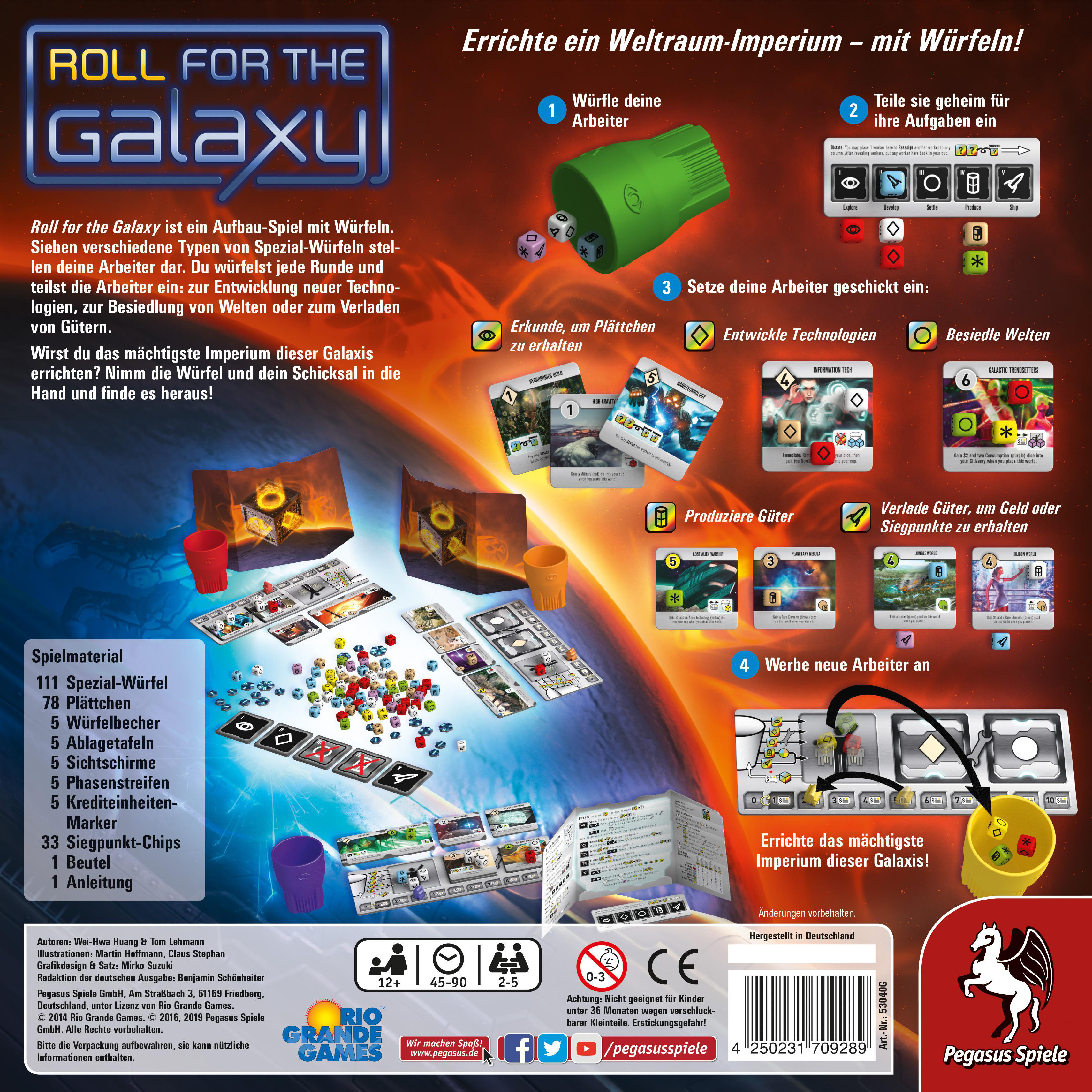 SPIELE Galaxy the Brettspiel PEGASUS Roll for Mehrfarbig Ausgabe) (deutsche