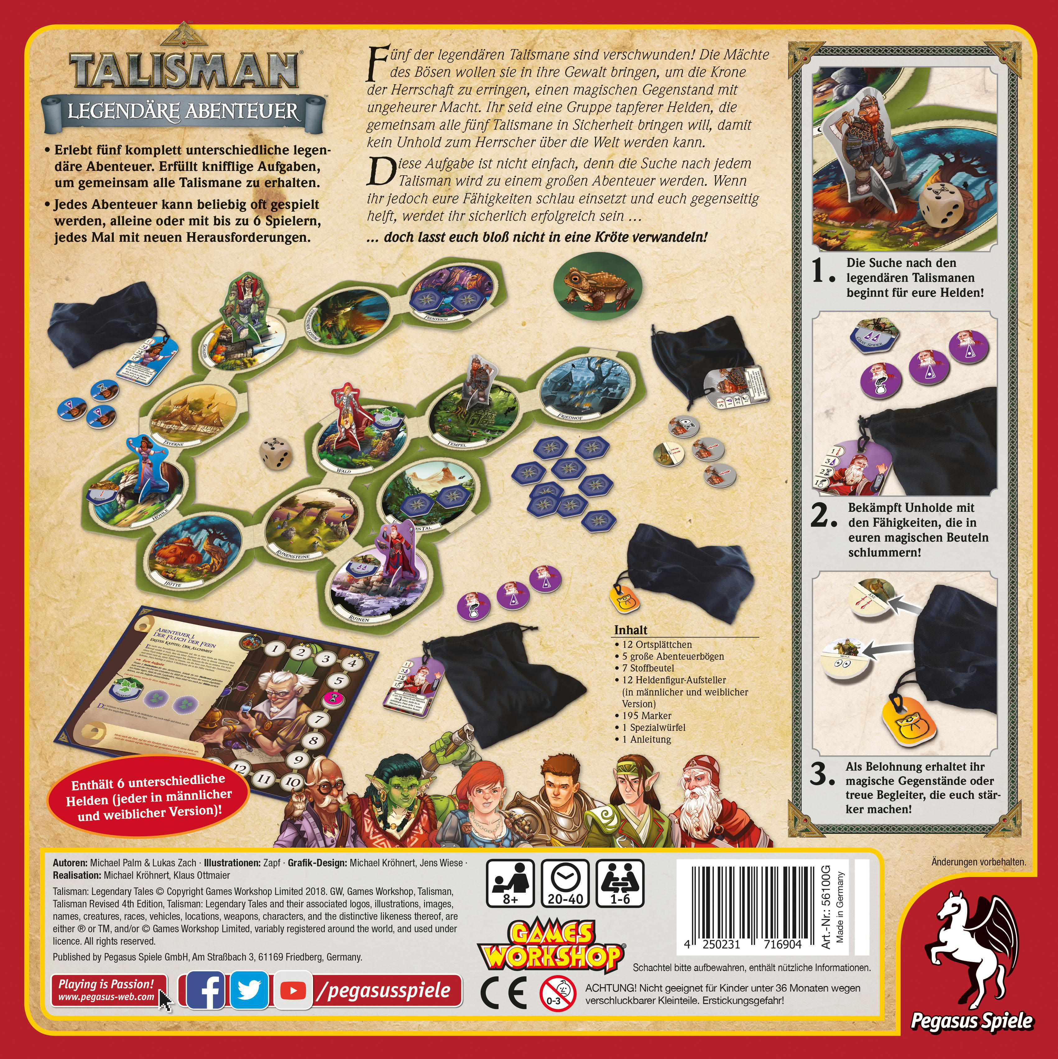 PEGASUS SPIELE Talisman - Legendäre Abenteuer Brettspiel Mehrfarbig