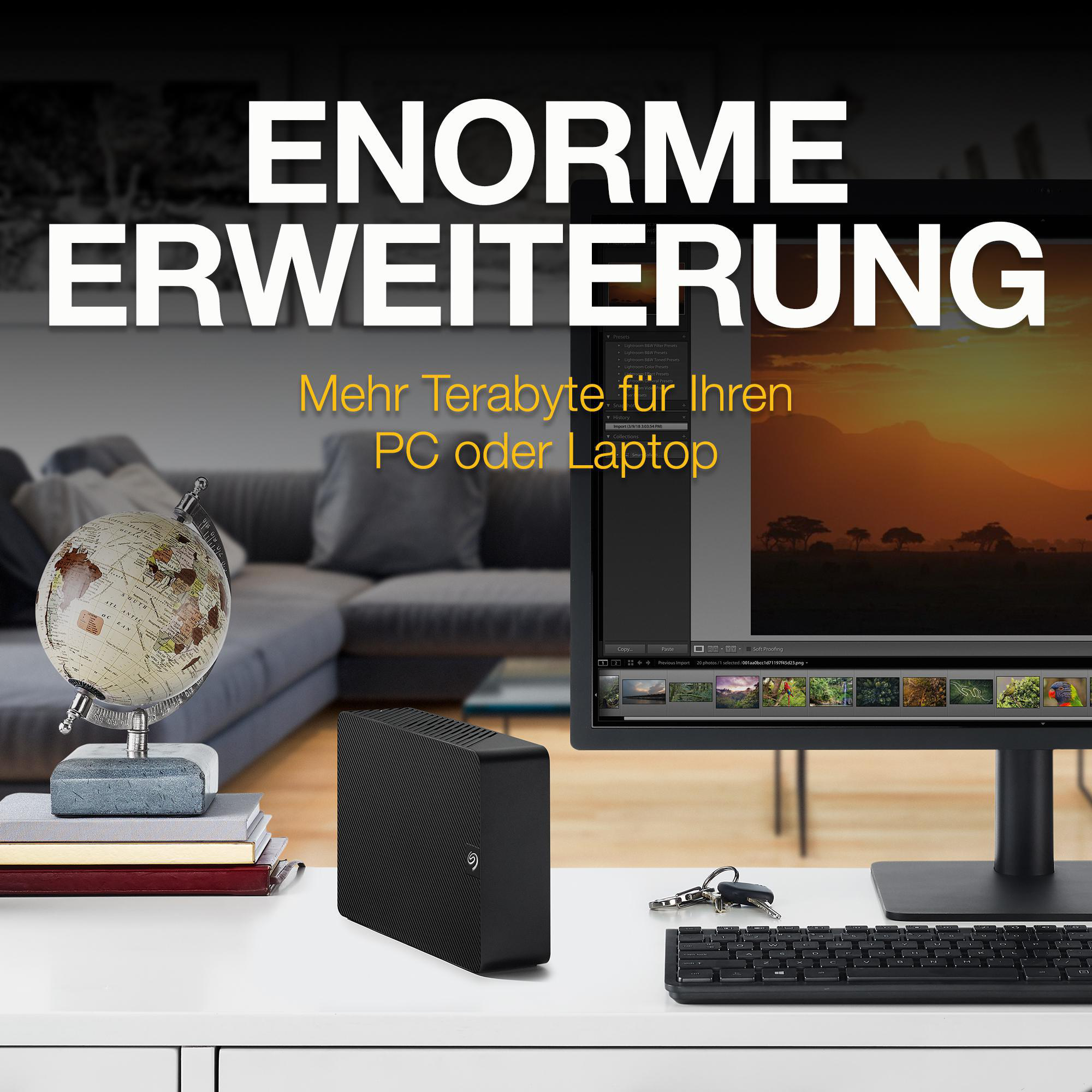 extern, 3,5 Schwarz TB Zoll, SEAGATE (10) 12 Festplatte, Desktop HDD, Expansion