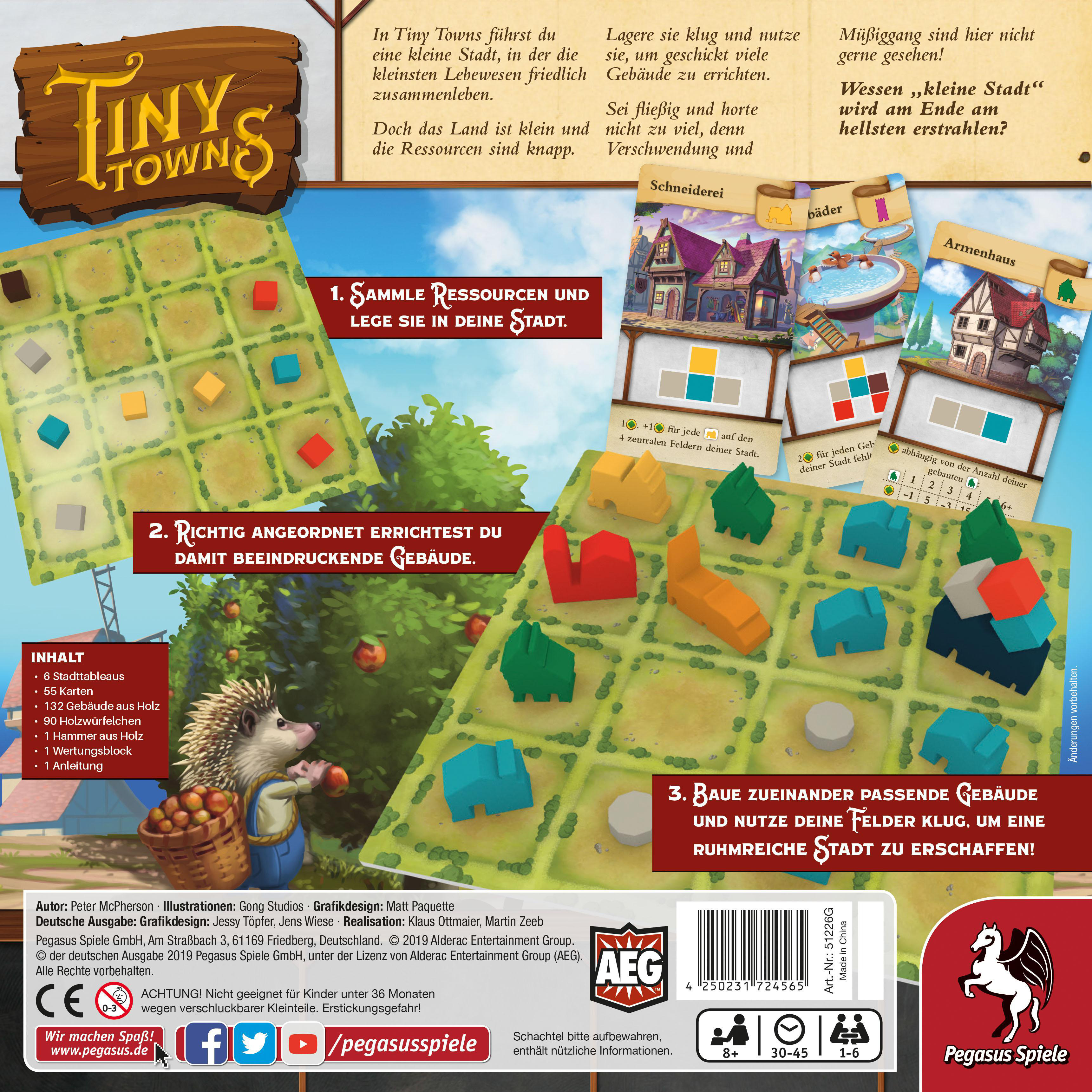 PEGASUS SPIELE Tiny Towns (deutsche Ausgabe) Brettspiel Mehrfarbig