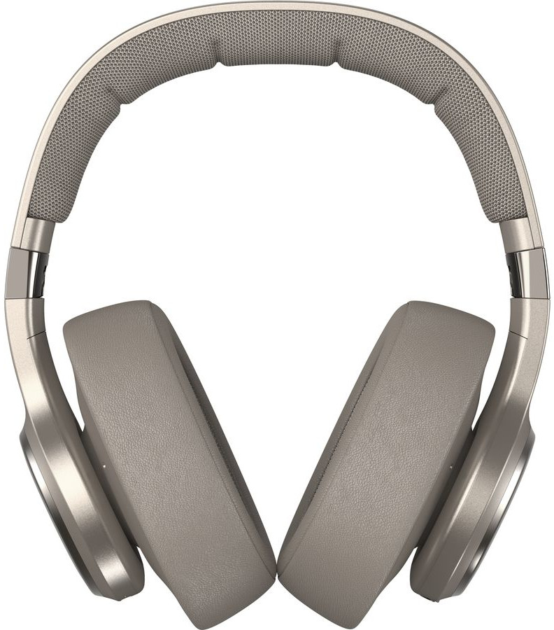 Over-ear hoofdtelefoon in lichtgrijze kleur, bovenaanzicht.