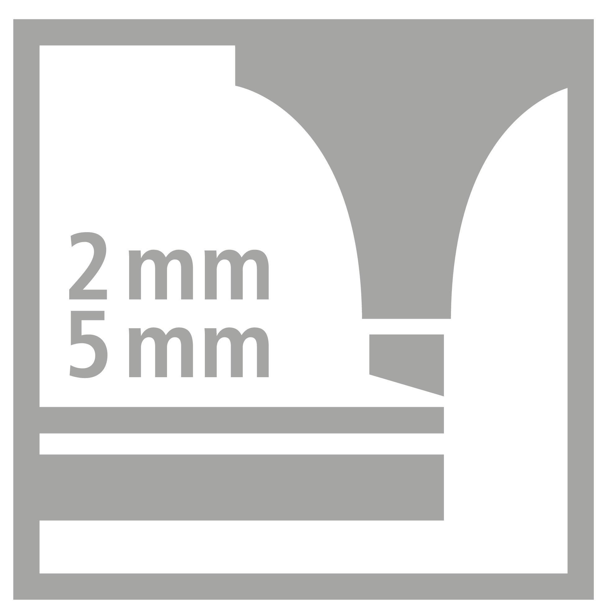 Graues und weißes geometrisches Design. Der Text lautet '2 mm 5 mm' in einem Quadrat.