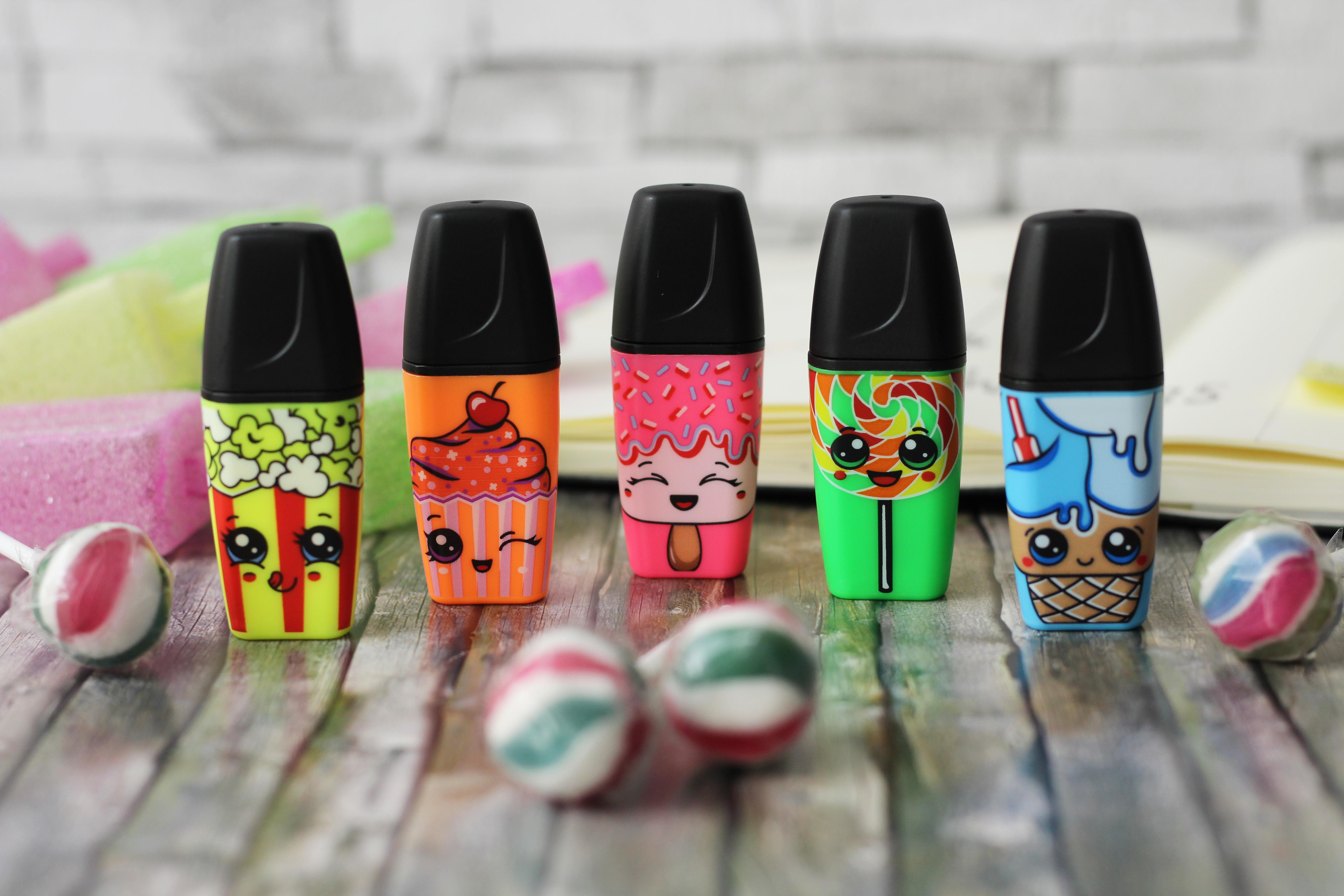 STABILO BOSS MINI Sweet Friends, 5er Pack, pink, blau, gelb, grün, orange Textmarker Mehrfarbig