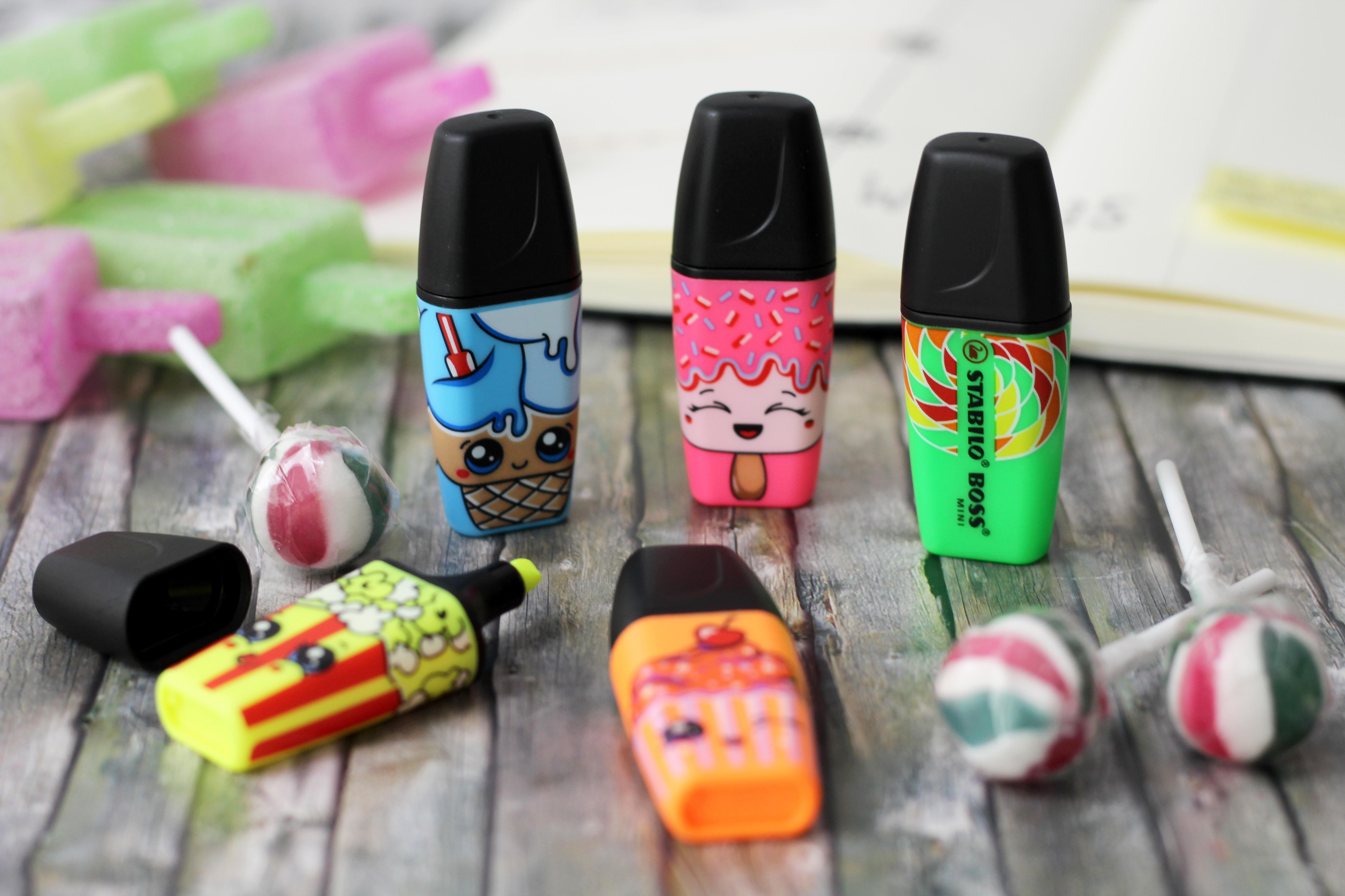 STABILO BOSS MINI Sweet Friends, 5er Pack, pink, blau, gelb, grün, orange Textmarker Mehrfarbig