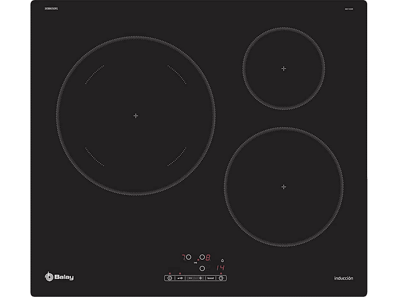Placa inducción  Balay 3EB865ERS, 3 zonas, Negro