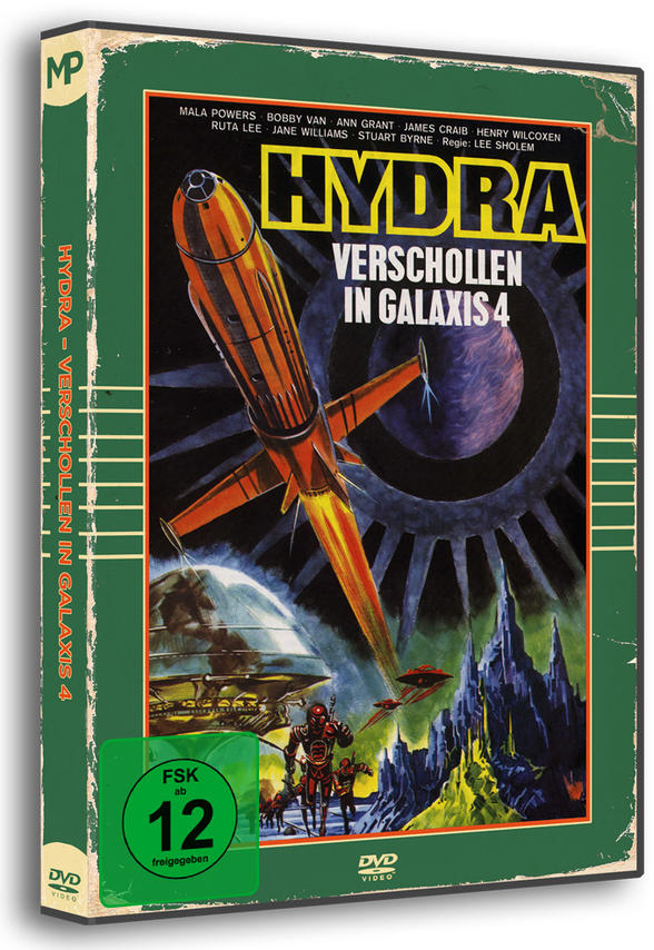 DVD-Hülle für einen Sci-Fi-Film 'Hydra' mit Raumschiff und Außerirdischen.